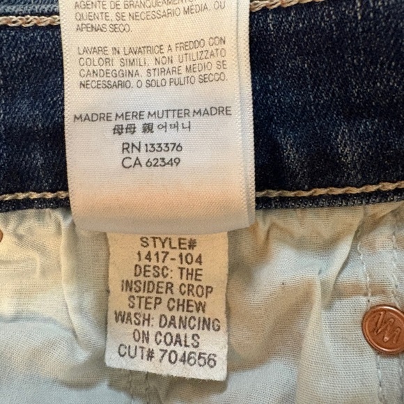 MOTHER The Insider Crop Step Chew Denim Jeans Dancing On Coals Distressed Sz 26 - Picture 11 of 12